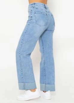 Highwaist-Jeans Mit Geradem Bein - Hellblau -Sassyclassy SassyClassy highwaist jeans mit geradem bein hellblau S4203D6830 3