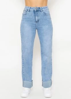 Highwaist-Jeans Mit Geradem Bein - Hellblau -Sassyclassy SassyClassy highwaist jeans mit geradem bein hellblau S4203D6830 4