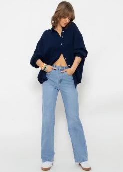 Highwaist Jeans Mit Weitem Bein - Blau -Sassyclassy SassyClassy highwaist jeans mit weitem bein blau S4202D6788 2