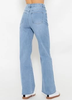 Highwaist Jeans Mit Weitem Bein - Blau -Sassyclassy SassyClassy highwaist jeans mit weitem bein blau S4202D6788 3