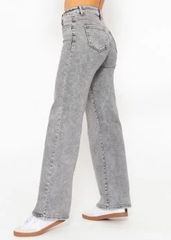 Jeans Mit Weitem Bein - Grau -Sassyclassy SassyClassy jeans mit weitem bein hellgrau S4203D6911