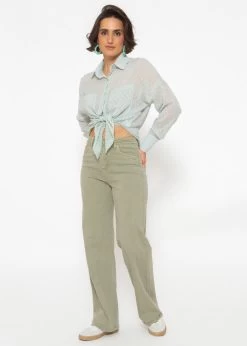 Jeans Mit Weitem Bein - Pastellgrün -Sassyclassy SassyClassy jeans mit weitem bein pastellgrun S4203D6912 9