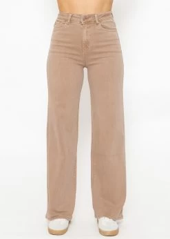 Jeans Mit Weitem Bein - Taupe