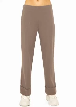 Knöchellange Hose Mit Aufschlag - Taupe