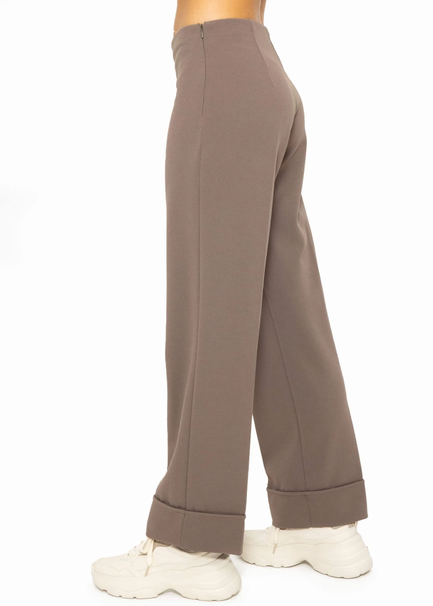 Knöchellange Hose Mit Aufschlag - Taupe 9 Knöchellange Hose Mit Aufschlag - Taupe – Bild 7