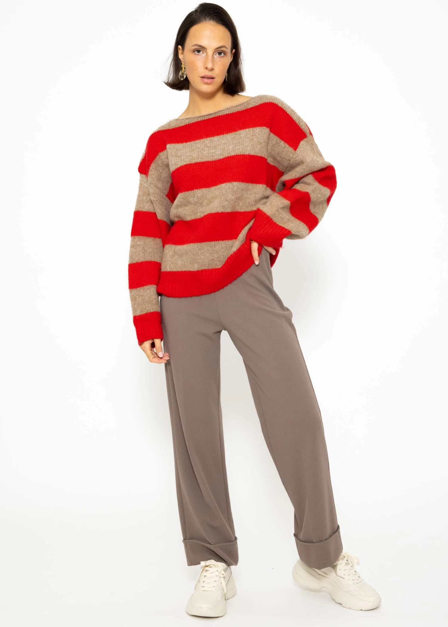 Knöchellange Hose Mit Aufschlag - Taupe 6 Knöchellange Hose Mit Aufschlag - Taupe – Bild 4