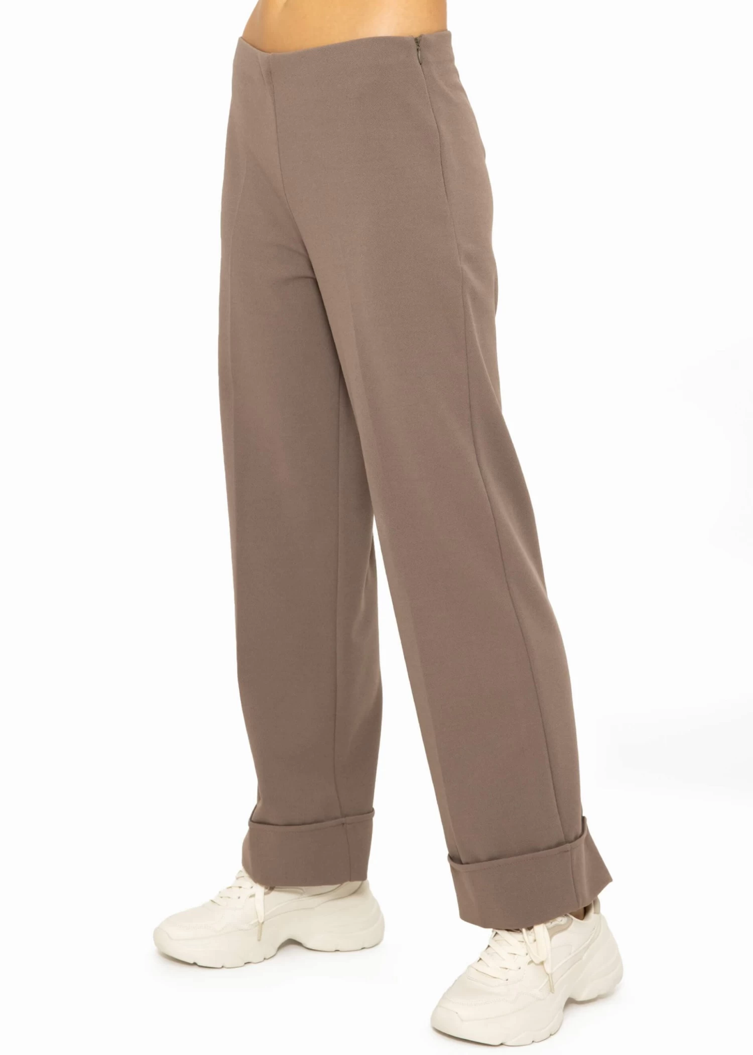 Knöchellange Hose Mit Aufschlag - Taupe 7 Knöchellange Hose Mit Aufschlag - Taupe – Bild 5