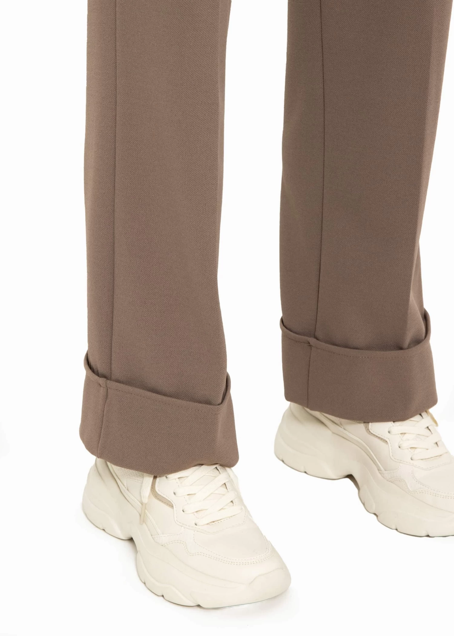 Knöchellange Hose Mit Aufschlag - Taupe 10 Knöchellange Hose Mit Aufschlag - Taupe – Bild 8