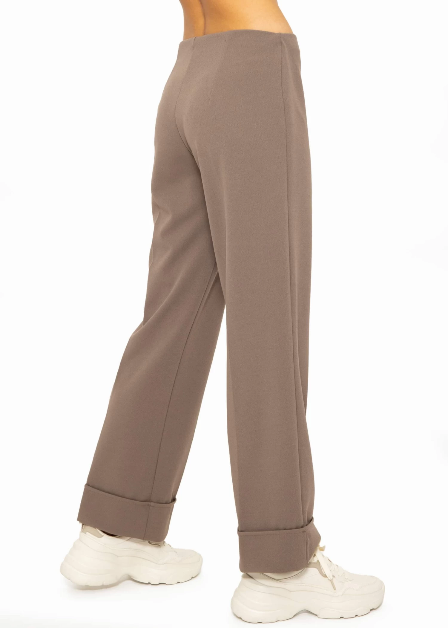 Knöchellange Hose Mit Aufschlag - Taupe 5 Knöchellange Hose Mit Aufschlag - Taupe – Bild 3