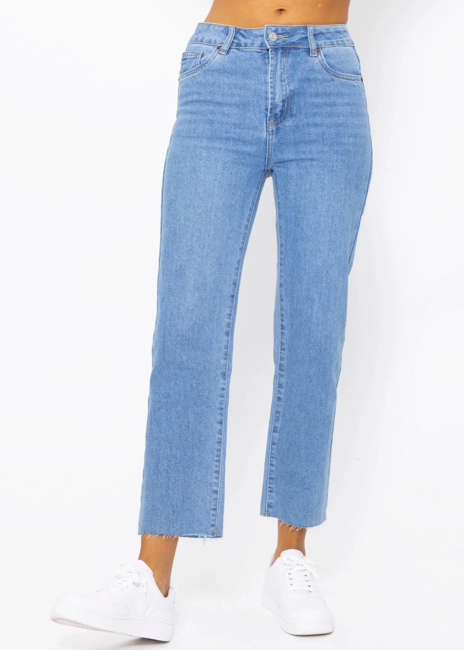 Knöchellange Straight Leg Jeans - Blau 3 Knöchellange Straight Leg Jeans - Blau
