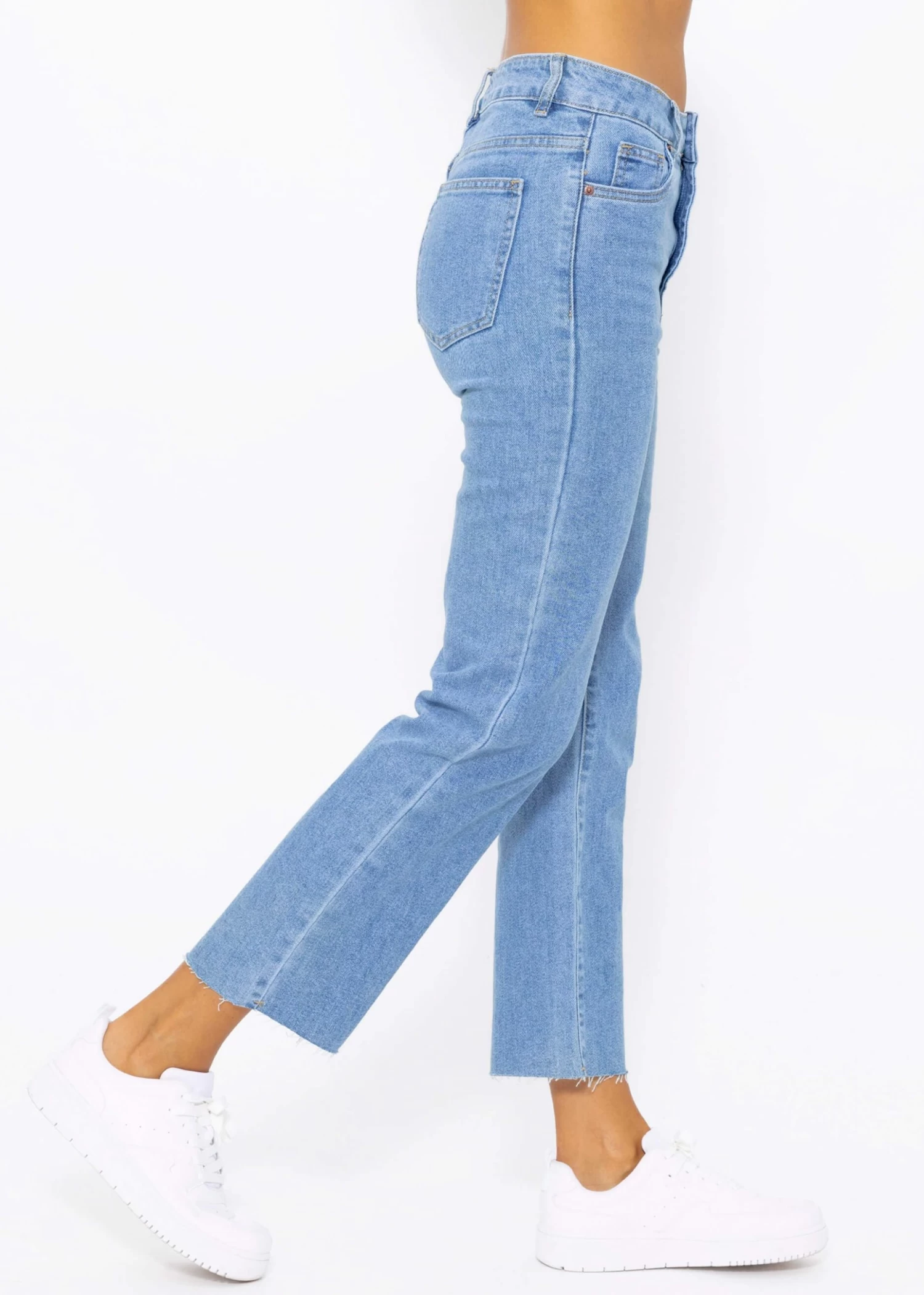Knöchellange Straight Leg Jeans - Blau 4 Knöchellange Straight Leg Jeans - Blau – Bild 2