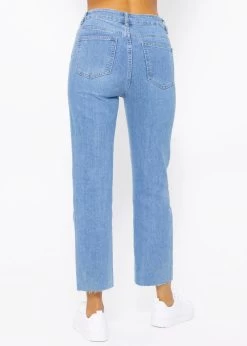 Knöchellange Straight Leg Jeans - Blau 15 Knöchellange Straight Leg Jeans - Blau -Sassyclassy SassyClassy knochellange straight leg jeans blau S4201D6777 2
