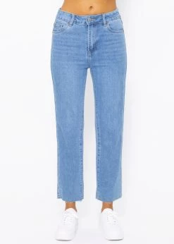 Knöchellange Straight Leg Jeans - Blau 13 Knöchellange Straight Leg Jeans - Blau -Sassyclassy SassyClassy knochellange straight leg jeans blau S4201D6777 4