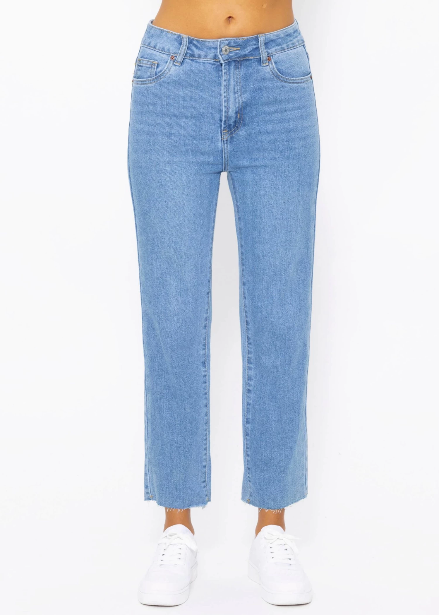 Knöchellange Straight Leg Jeans - Blau 6 Knöchellange Straight Leg Jeans - Blau – Bild 4