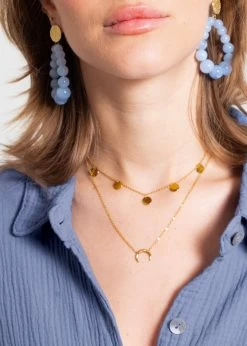 Kombinierte Halskette Mit Mond Und Plättchen, Gold 7 Kombinierte Halskette Mit Mond Und Plättchen, Gold -Sassyclassy SassyClassy kombinierte halskette mit mond und plattchen gold S9109A577