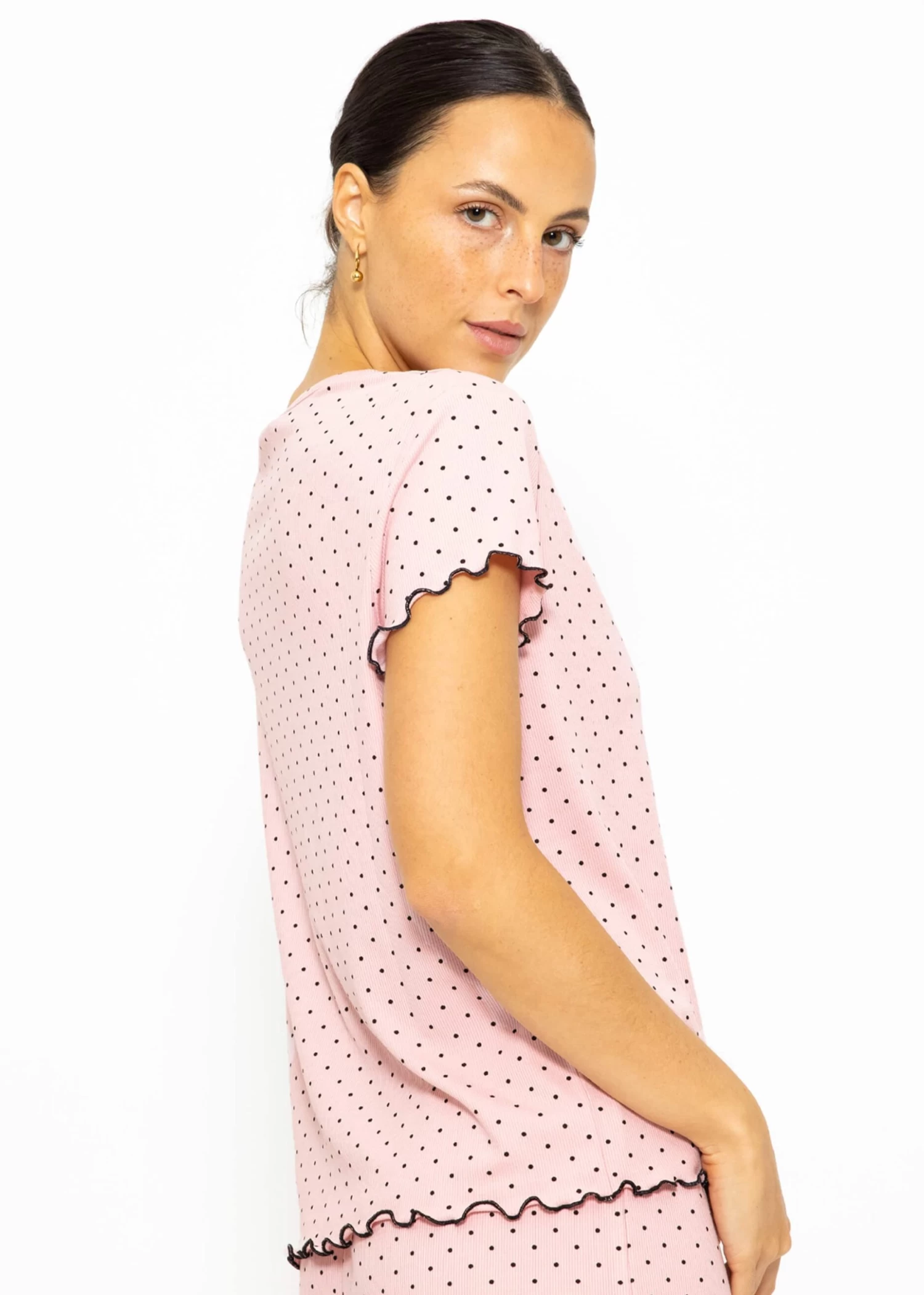 Kurzarm Schlafshirt Mit Pünktchen - Rosa 7 Kurzarm Schlafshirt Mit Pünktchen - Rosa – Bild 5