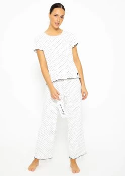 Kurzarm Schlafshirt Mit Pünktchen - Weiß -Sassyclassy SassyClassy kurzarm schlafshirt mit punktchen weiss S3209NI6331 2