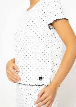 Kurzarm Schlafshirt Mit Pünktchen - Weiß -Sassyclassy SassyClassy kurzarm schlafshirt mit punktchen weiss S3209NI6331