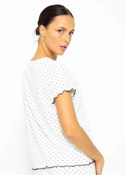 Kurzarm Schlafshirt Mit Pünktchen - Weiß -Sassyclassy SassyClassy kurzarm schlafshirt mit punktchen weiss S3209NI6331 3