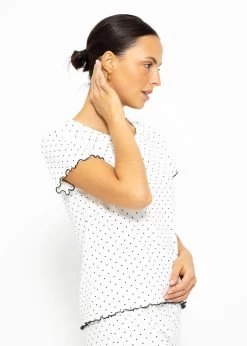 Kurzarm Schlafshirt Mit Pünktchen - Weiß -Sassyclassy SassyClassy kurzarm schlafshirt mit punktchen weiss S3209NI6331 4