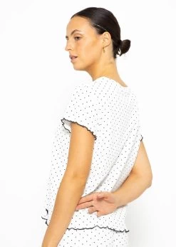 Kurzarm Schlafshirt Mit Pünktchen - Weiß -Sassyclassy SassyClassy kurzarm schlafshirt mit punktchen weiss S3209NI6331 6