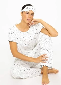 Kurzarm Schlafshirt Mit Pünktchen - Weiß -Sassyclassy SassyClassy kurzarm schlafshirt mit punktchen weiss S3209NI6331 7