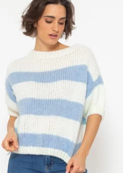 Kurzarm Streifenpullover - Blau-offwhite -Sassyclassy SassyClassy kurzarm streifenpullover blau offwhite S4203P6841 3
