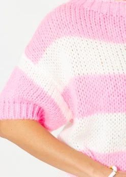 Kurzarm Streifenpullover - Rosa-offwhite 17 Kurzarm Streifenpullover - Rosa-offwhite -Sassyclassy SassyClassy kurzarm streifenpullover rosa offwhite S4203P6840 10