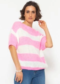 Kurzarm Streifenpullover - Rosa-offwhite 14 Kurzarm Streifenpullover - Rosa-offwhite -Sassyclassy SassyClassy kurzarm streifenpullover rosa offwhite S4203P6840 14
