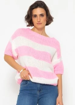 Kurzarm Streifenpullover - Rosa-offwhite 12 Kurzarm Streifenpullover - Rosa-offwhite -Sassyclassy SassyClassy kurzarm streifenpullover rosa offwhite S4203P6840 18