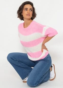 Kurzarm Streifenpullover - Rosa-offwhite 15 Kurzarm Streifenpullover - Rosa-offwhite -Sassyclassy SassyClassy kurzarm streifenpullover rosa offwhite S4203P6840 2