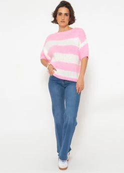Kurzarm Streifenpullover - Rosa-offwhite 13 Kurzarm Streifenpullover - Rosa-offwhite -Sassyclassy SassyClassy kurzarm streifenpullover rosa offwhite S4203P6840 7