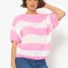 Kurzarm Streifenpullover - Rosa-offwhite -Sassyclassy SassyClassy kurzarm streifenpullover rosa offwhite S4203P6840 8