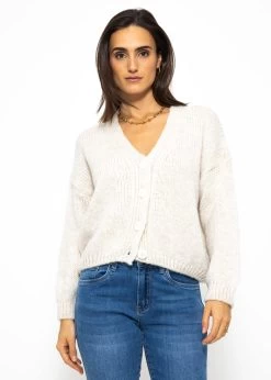 Kurze Strickjacke - Hellbeige