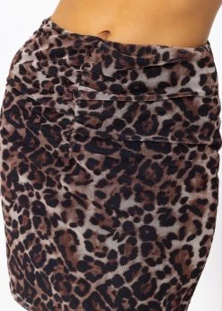 Kurzer Mesh Rock Mit Leoprint - Schwarz- Beige -Sassyclassy SassyClassy kurzer mesh rock mit leoprint schwarz beige S3209R6390 9 1