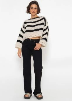 Pullover Mit Streifen - Schwarz-beige 15 Pullover Mit Streifen - Schwarz-beige -Sassyclassy SassyClassy kurzer pullover mit streifen schwarz beige S4203P6843 6