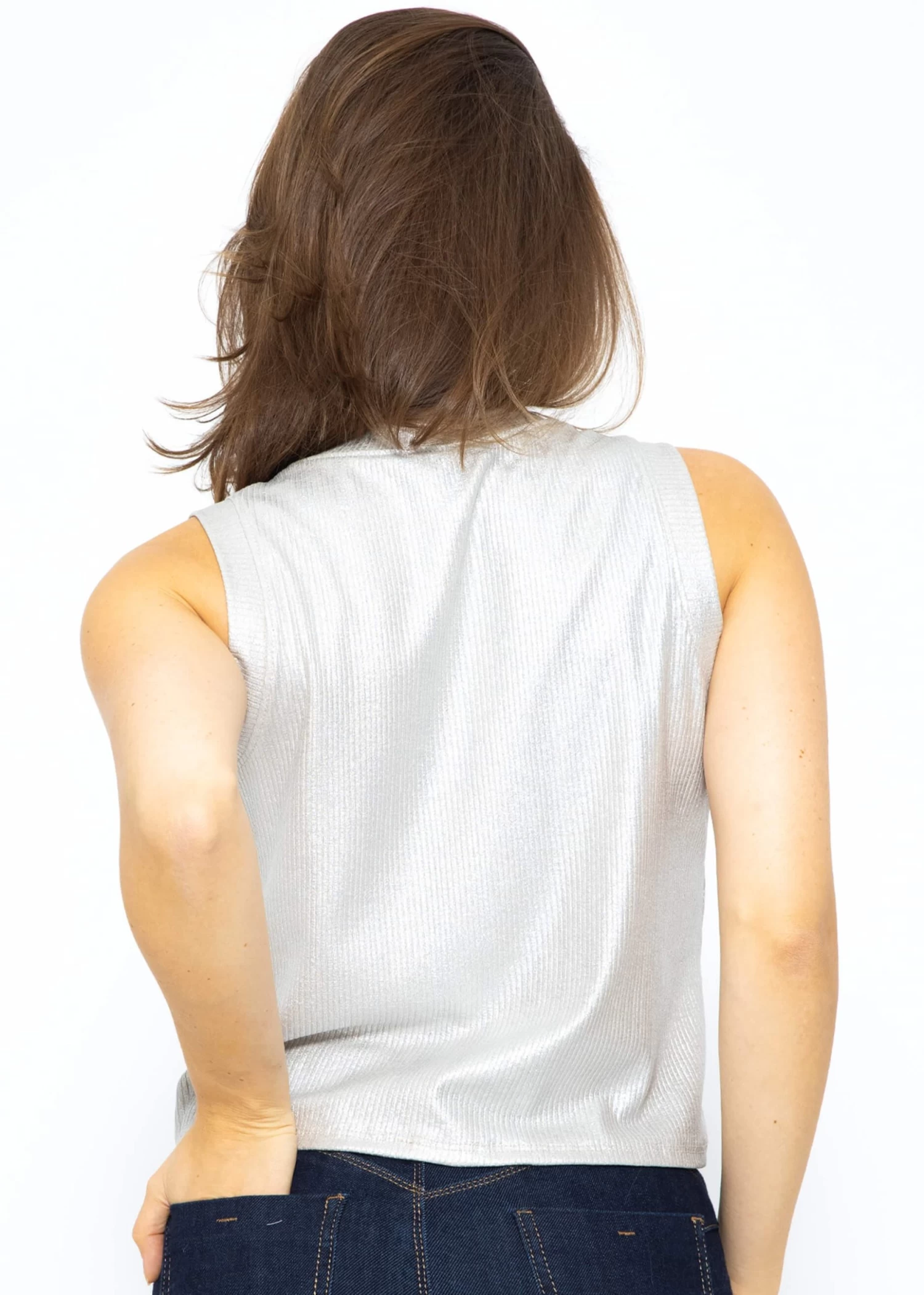 Lamé Jersey Top - Beige-silber 8 Lamé Jersey Top - Beige-silber – Bild 6