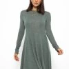 Langarm Jerseykleid - Khaki