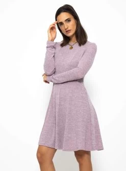 Langarm Jerseykleid - Rosa Melange