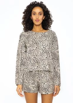 Langarm Pyjamashirt Mit Leoprint - Beige -Sassyclassy SassyClassy langarm pyjamashirt mit leoprint offwhite S3209NG6475 3Nuj3fe9cwUgQz