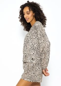 Langarm Pyjamashirt Mit Leoprint - Beige -Sassyclassy SassyClassy langarm pyjamashirt mit leoprint offwhite S3209NG6475 9ybjZc4uZn68Qe