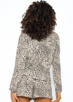 Langarm Pyjamashirt Mit Leoprint - Beige -Sassyclassy SassyClassy langarm pyjamashirt mit leoprint offwhite S3209NG647552CNG5bs9EPD1