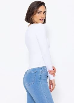 Langarmshirt Mit Diagonaler Biese, Offwhite 11 Langarmshirt Mit Diagonaler Biese, Offwhite -Sassyclassy SassyClassy langarm shirt mit diagonaler biese weiss S3207B6011 1