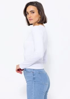 Langarmshirt Mit Diagonaler Biese, Offwhite 13 Langarmshirt Mit Diagonaler Biese, Offwhite -Sassyclassy SassyClassy langarm shirt mit diagonaler biese weiss S3207B6011 3