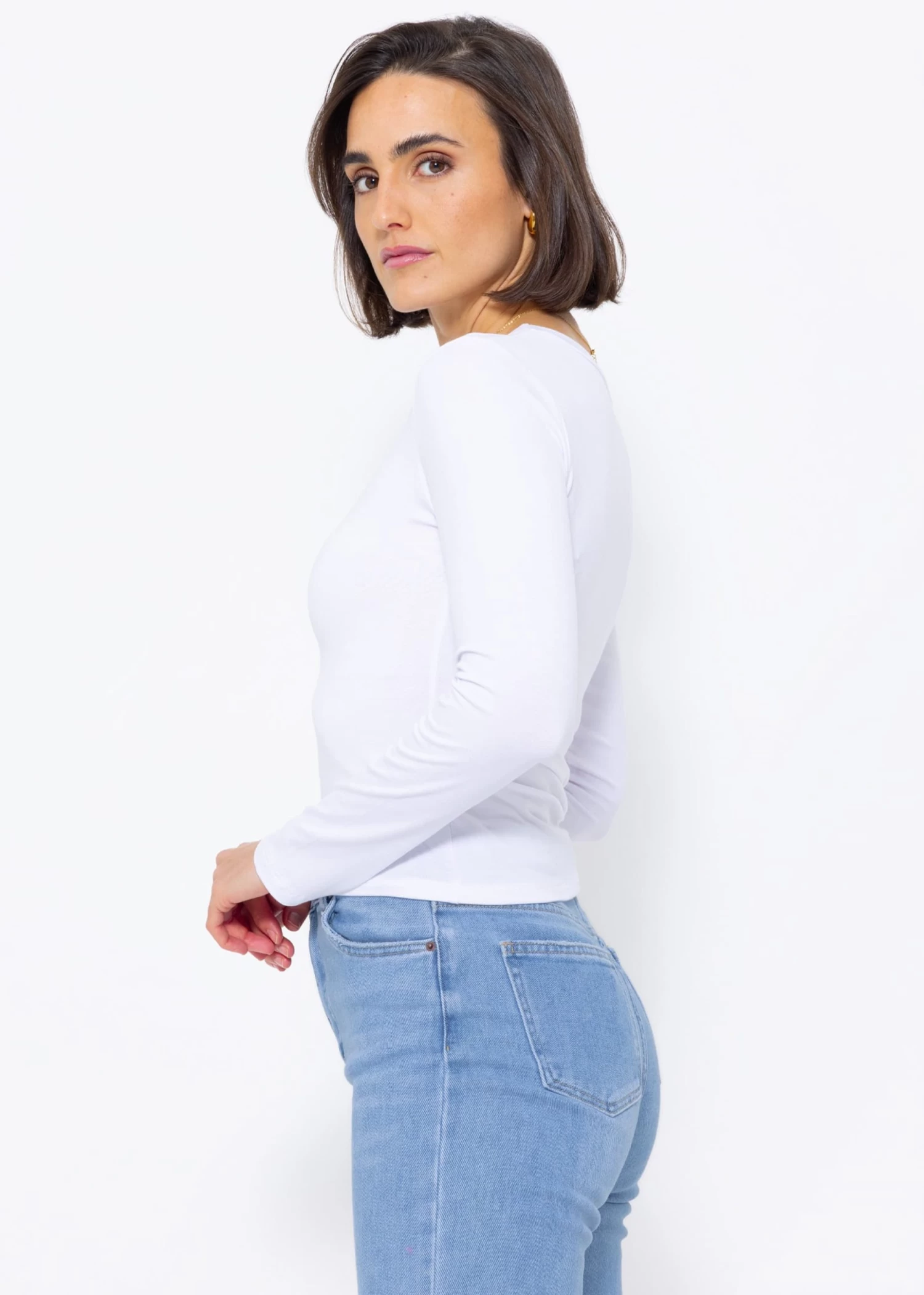 Langarmshirt Mit Diagonaler Biese, Offwhite 7 Langarmshirt Mit Diagonaler Biese, Offwhite – Bild 5