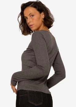 Geripptes Langarmshirt - Dunkelgrau -Sassyclassy SassyClassy langarmshirt dunkelgrau S3208G6206 7OQRyaLix4BhGz