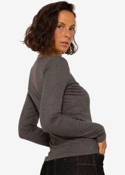 Geripptes Langarmshirt - Dunkelgrau -Sassyclassy SassyClassy langarmshirt dunkelgrau S3208G6206 8QgGx8PHU7brJt