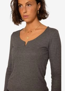 Geripptes Langarmshirt - Dunkelgrau -Sassyclassy SassyClassy langarmshirt dunkelgrau S3208G6206 9XsOIFkyXOVB33