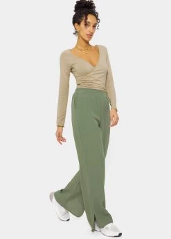 Schlupfhose In Viskose, Khaki -Sassyclassy SassyClassy langarmshirt mit wickel optik beige S4201G6772 2uEeUgOlnEeZl4