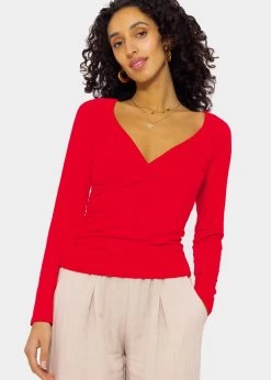 Langarmshirt Mit Wickel-Optik - Rot -Sassyclassy SassyClassy langarmshirt mit wickel optik rot S4201G6771PF8rlNEIupEWa
